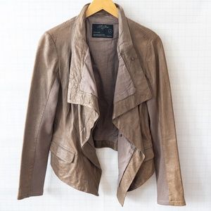 All Saints 'Feathers' Slim-Fit Leather Jacket - Size UK 14 (US 8/10)